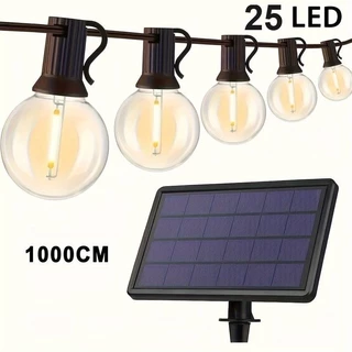 Kit Varal De Luz Solar Com 25 Lampadas Para Área Externa Festa Gambiarra Prova Dgua 10 Metros
