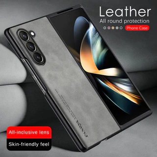 Para Samsung Galaxy Z Fold 3 4 5 2 Flip Couro De Luxo PU Estrutura Macia De Slim Radiante À Prova De Choque Capa Da Caixa Fosca