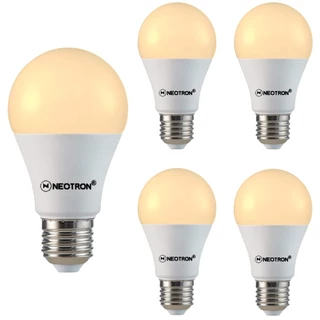Kit 5 Lâmpadas LED 4,9W 3000K Luz Amarela Branco Quente Bivolt E27 Bulbo A55 Residencial Econômica