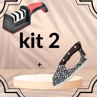 kit lnox Profissional Cabo King Artesanal Churrasco Cozinha+Afiador Amolador De Facas Em Aço Inox em Oferta na Shopee