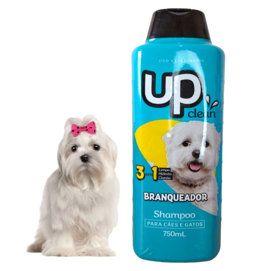 Shampoo Para Gato Cachorro Pet Branqueador De Pelos 3 Em 1 Up Clean 750ml