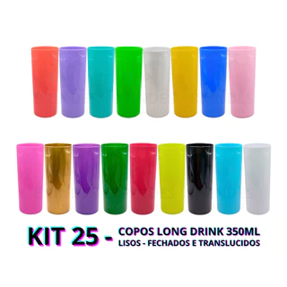 KIT 25 COPOS LONG DRINK 350ML LISOS FECHADOS PARA PERSONALIZAÇÃO E PARA FESTA