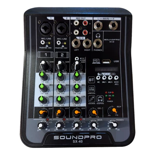 Mesa De Som E Interface Soundpro Sx-40 4 Canais C/ Bluetooth