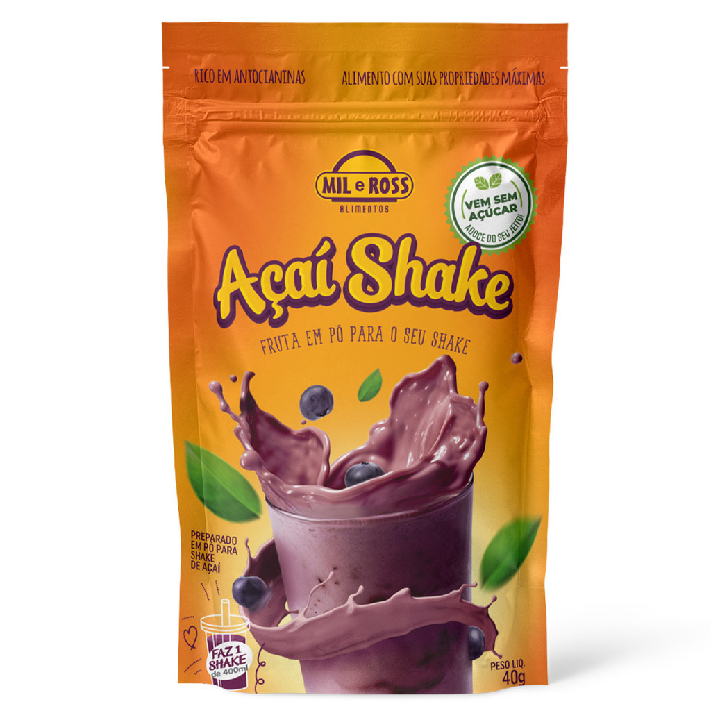 Shake Proteico em Pó Sache Açaí sem Açúcar Pouch 40g Academia Fitness ...