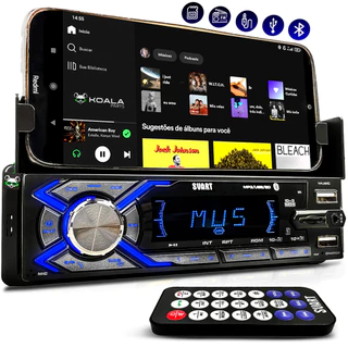 Rádio Som Automotivo 1 Din MP3 C/ Suporte Apoio Celular Bluetooth 2 USB