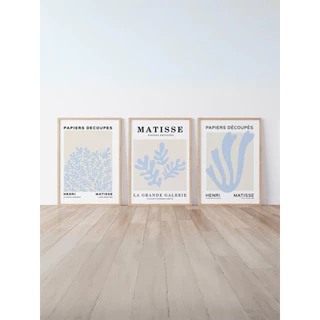 Kit 3 Quadros Decorativos Matisse Azul Moderno Minimalista No2