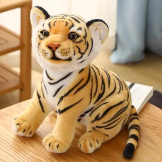 Baby Toy 27cm Simulação Bonecas De Pelúcia Tigre Recheadas Suaves Floresta De Animais Selvagens Almofada De