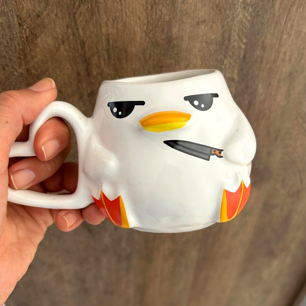 Caneca Pato Psicopato Cerâmica 300ml Presente Criativo