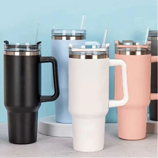 Copo Caneca Térmica Aço inoxidável Alça E Canudo 1200ML 40oz Aproximadamente 27Cm