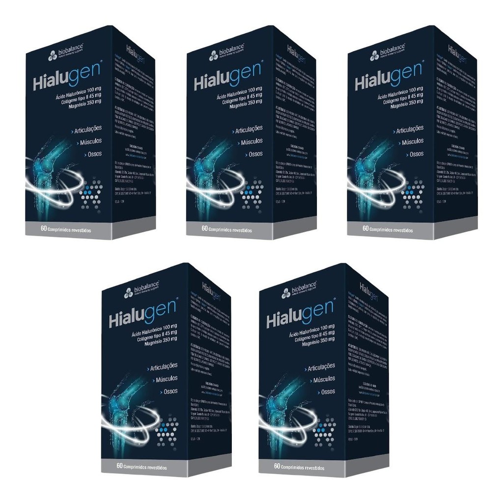 Kit Biobalance Hialugen Com 5 Caixas De 60 Comprimidos Revestidos Cada ...