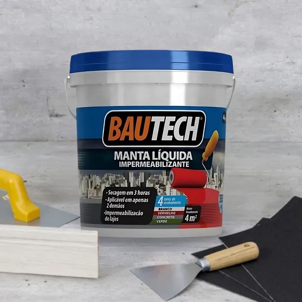 Manta Líquida Impermeabilizante Acrílico 4kg Bautech Viscoso Cinza ...