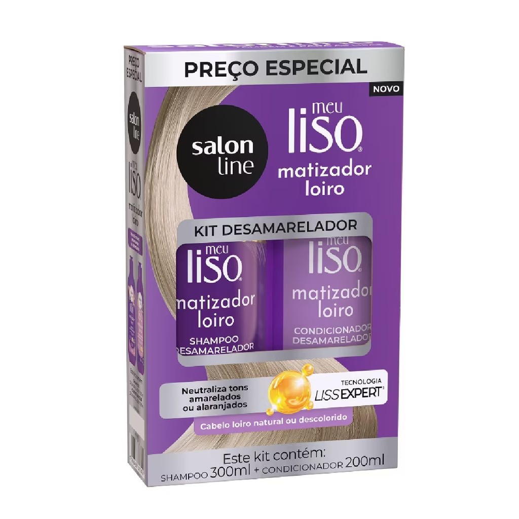 Salon Line Meu Liso Matizador Loiro Kit Sha300ml+Cond200ml | Shopee Brasil