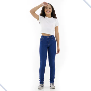 Calça Preta Jeans Justinha Feminina Menina Infantil Juvenil