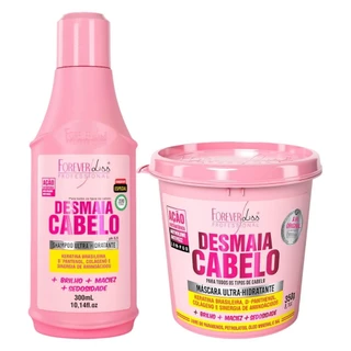 Forever Liss Kit Desmaia Cabelo Shampoo 300ml, Máscara Ultra Hidratante 350g, Leave-In 5 Em 1 140g
