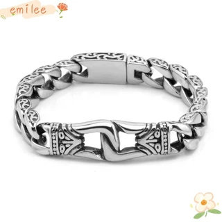 Pulseira De Corrente De Elo Vintage EMILEE , Masculina De Aço Inoxidável Com Geometria Totem , Galvanoplastia