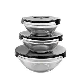 Conjunto De 3 Potes De Vidro Istambul Multiuso C/ Tampa Trava Design Sofisticado Cozinha