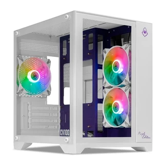 Gabinete Gamer Mancer CV100 Purple Edition ARGB Lateral De Vidro Branco MCR-CV100-PEW