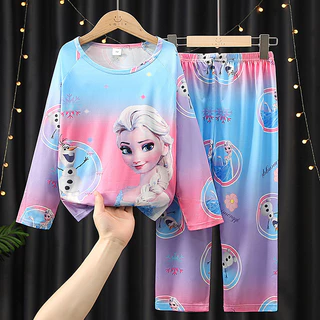 2-14 Pijamas Infantis, Meninos Meninas Elsa Pattern de manga comprida Loungewear em Oferta na Shopee