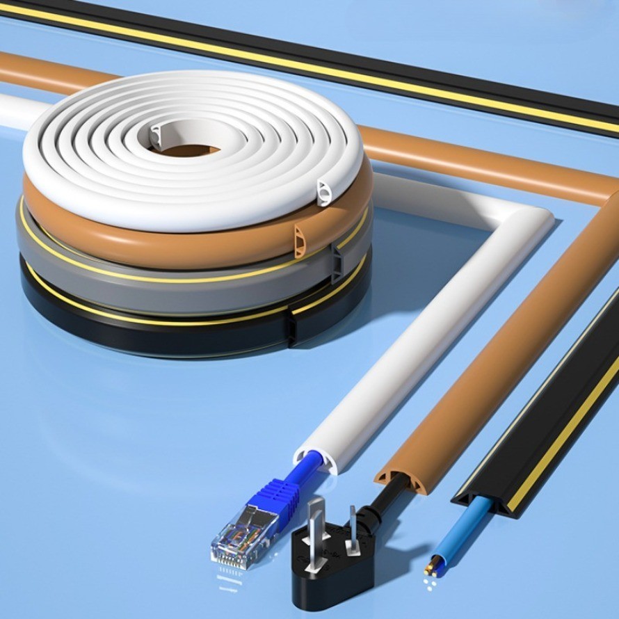 Simplesmente Cobertura De Cabo De Piso Protetor PVC Extensão Protetora Energia Auto-Adesiva Elétrica Gerenciador De Ranhuras