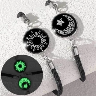 Pulseira De Casal-Luminosa , Sol Lua , Tecido Feito À Mão , Ajustável-Amizade De Atração Mútua-Conjunto De Combinação De Joias Femininas E Masculinas