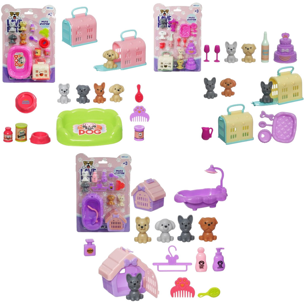 BRINQUEDO PET CACHORROS COM BANHEIRA E CASINHA + ACESSÓRIOS