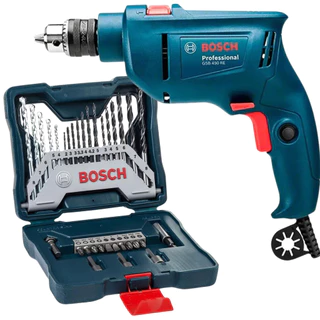 Furadeira De Impacto Bosch GSB 450 RE STD 450W + Kit de Pontas e Brocas BOSCH X-Line 33 Peças