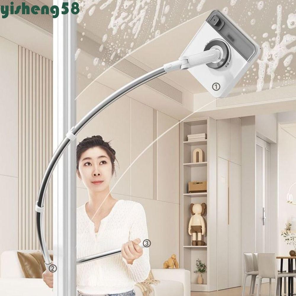 Limpador De Janelas De Cintura Alta YISHENG , Ferramenta De Limpeza Cinza Com Haste De Arco , Flexível Em Aço Inoxidável