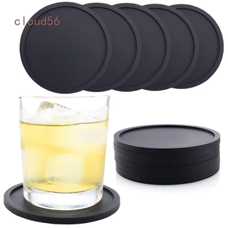 Bases Para Copos Redondas De Silicone Espessas E Conjunto De Borracha Macia Criativa Preto