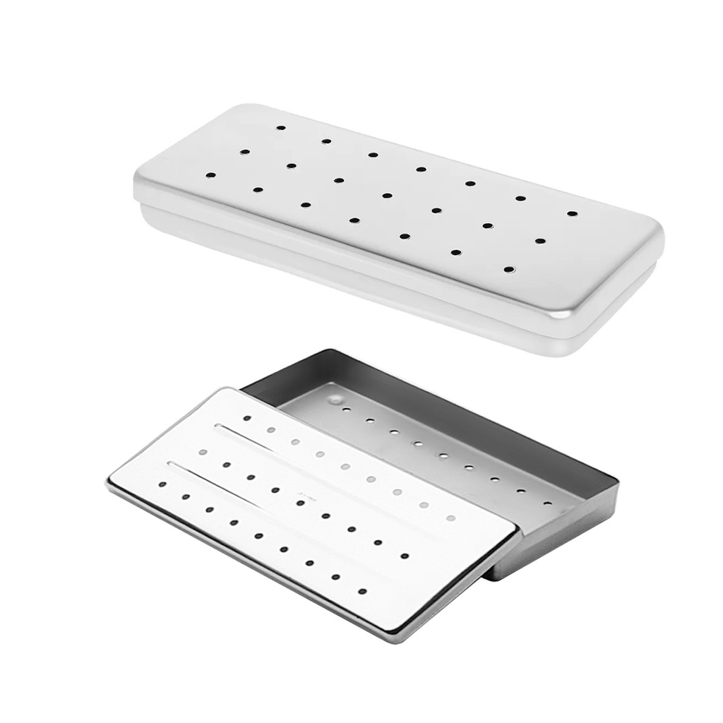 Estojo Inox perfurado hospitalar autoclave odontologia podologia 18x07x02cm