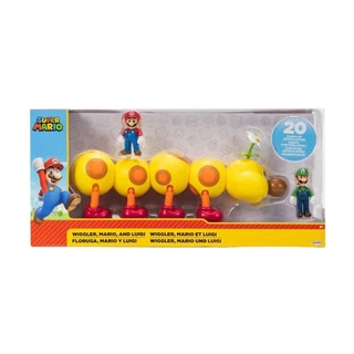 Conjunto com 3 Bonecos Wiggler, Mario e Luigi - Super Mario