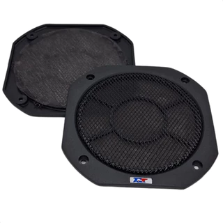 Par De Tela Classica Para Alto Falante 6 Polegadas Preta Grade Com Forro Hexagonal Retro Plastico