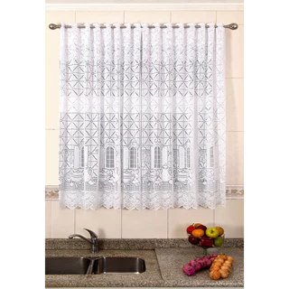 Cortina de Renda - Copa e Cozinha - Van Dyk - Branco - 2.20m x 1.20m - P/ Varão - Cortilester