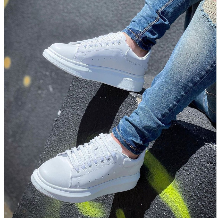 Tenis Casual Masculino Sola Alta 5cm Oversize Mcqueen Sneaker Couro Soft Respirável Confort Novo em Estoque - Confira nossas ofertas