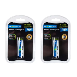 Kit 2 Bateria Recarregável 18650 3,7V Polo Positivo Plano