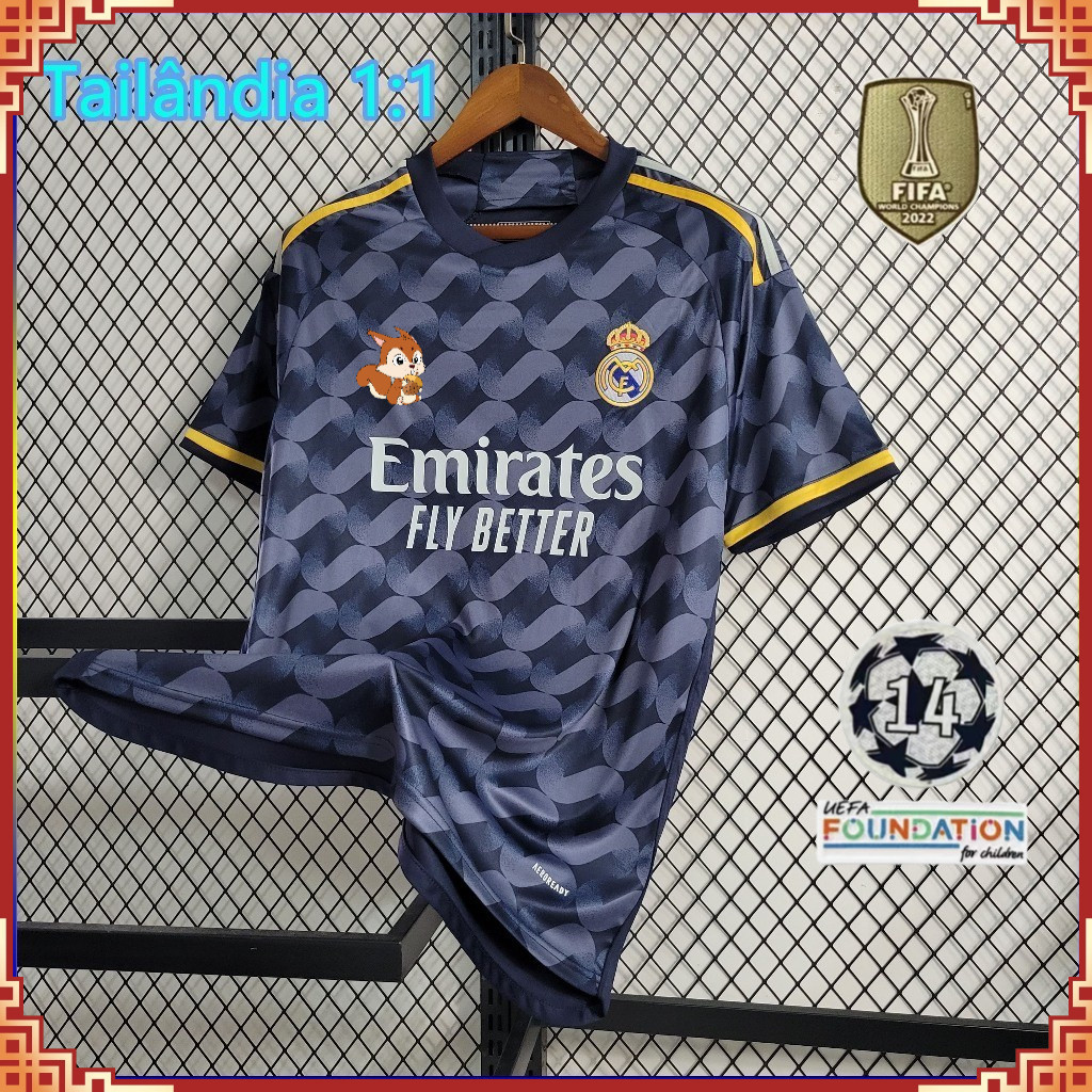 Camisa De Time R- Madrid 23/24 AWAY Masculina de Futebol Camisa VINI JR. Versão 1:1 【Frete grátis】