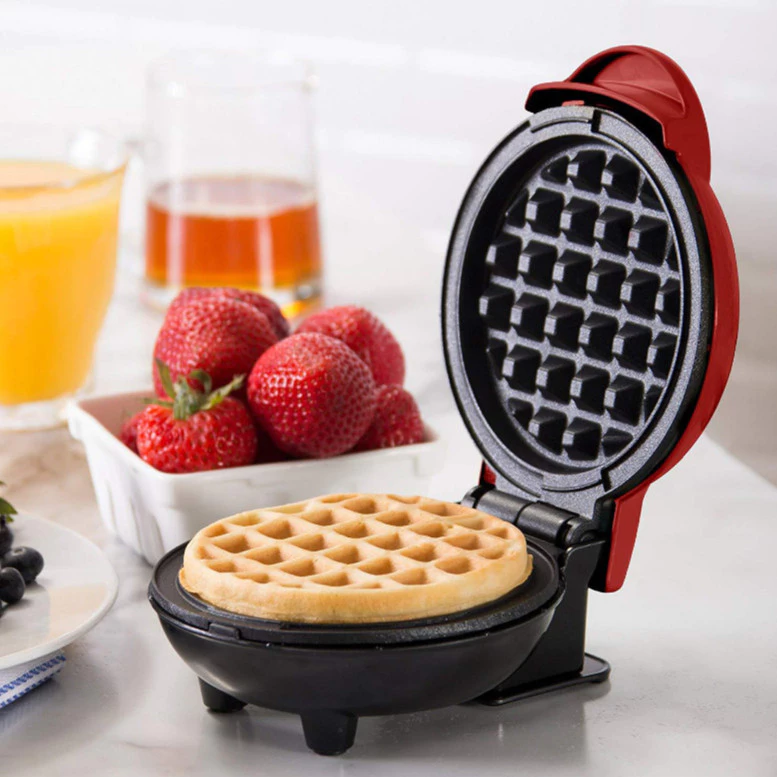 Mini Máquina de Waffles Elétrica Portátil Casa Cozinha Fazer Waffle Panquecas Automático 110V