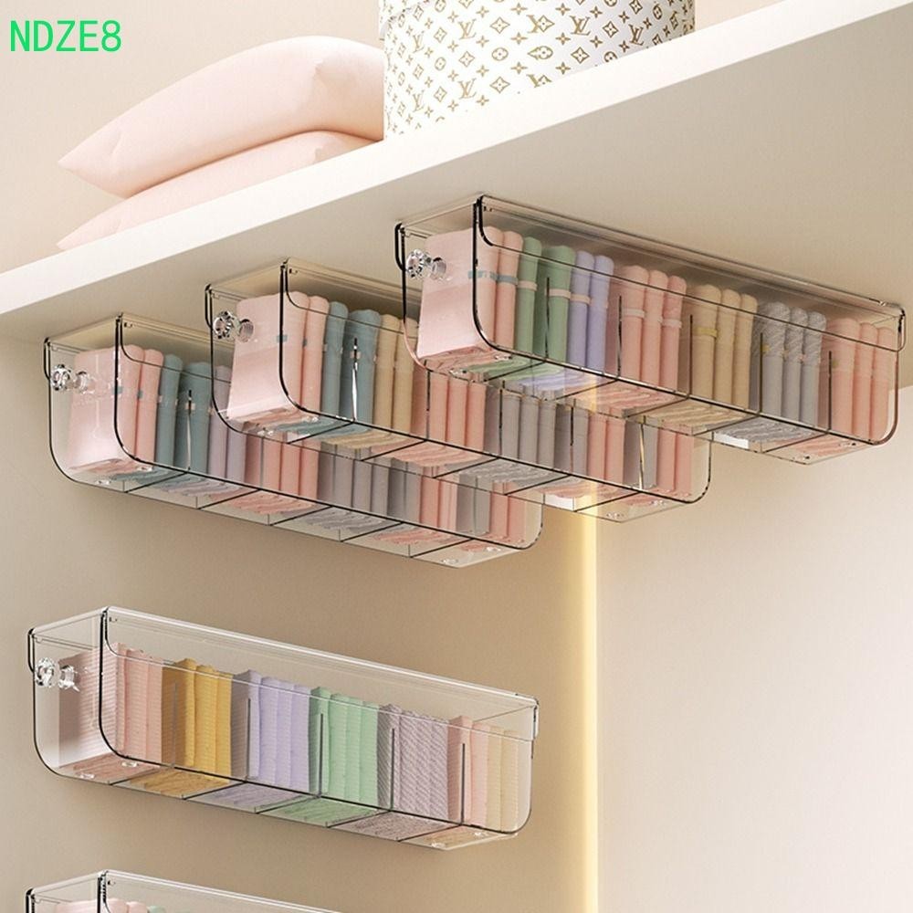 NDZE8 Caixa De Armazenamento De Meias Montada Na Parede , Calcinhas Transparentes De 6 Grades Plásticas De Grande Capacidade , Armário Organizador De Roupas Íntimas Com Economia De Espaço