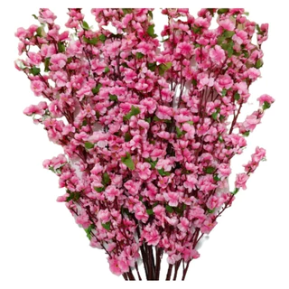 10 Galho Flor Cerejeira Rosa Artificial 1,20m Planta Haste