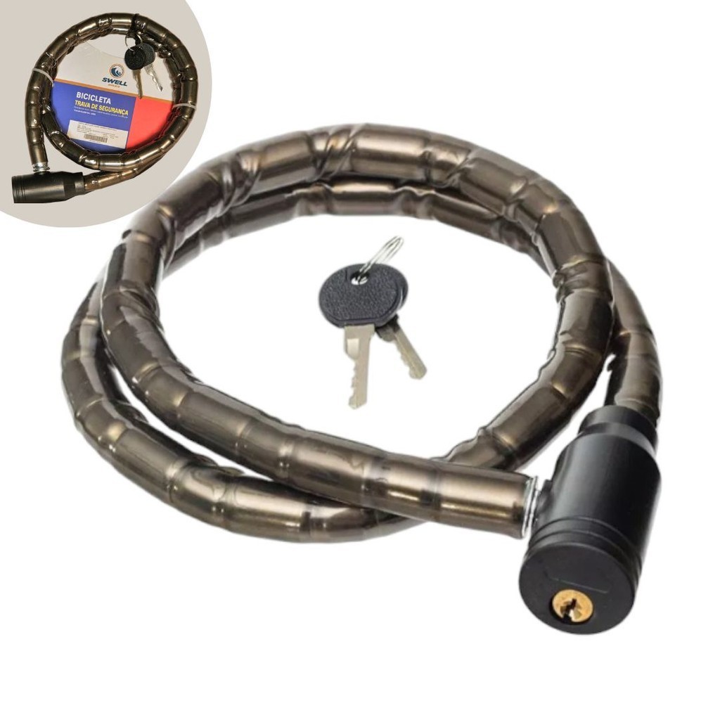 Cadeado Corrente Tranca Articulado Grosso Para Bicicleta Moto 18x100cm
