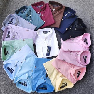 Manga Longa 100 % Algodão Oxford-Twill Camisa Social 16 Cores P A XXg Tecido Lavado Slim Fit Festa Casual De Luxo Para Homens Enviar Imediata