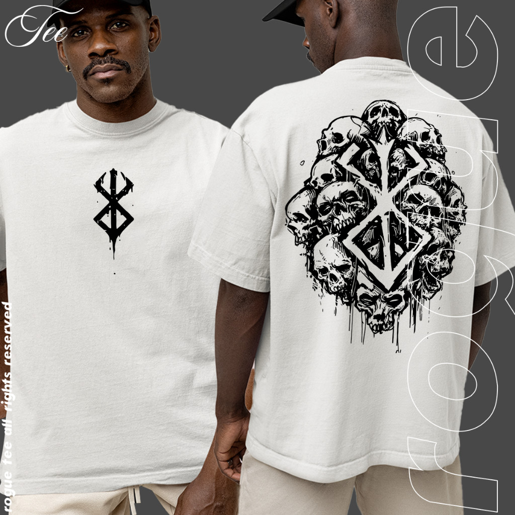 Camisa Camiseta Basica e Guts Skull Sacrifice Mark Blood Berserk Armor Anime Unissex