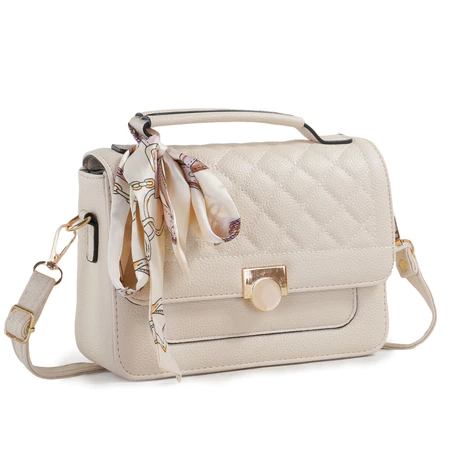 Bolsa feminina transversal com lencinho bau tiracolo estruturada media com alça Fang