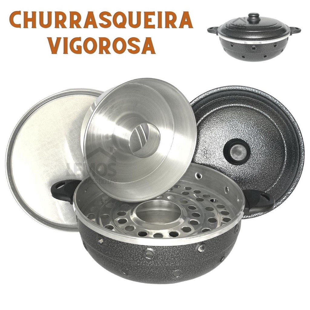 Churrasqueira Multiuso Para Fogão 4 Em 1 Tipo Vigorosa N30 Assa Bolo Pão Pizza Grelhados