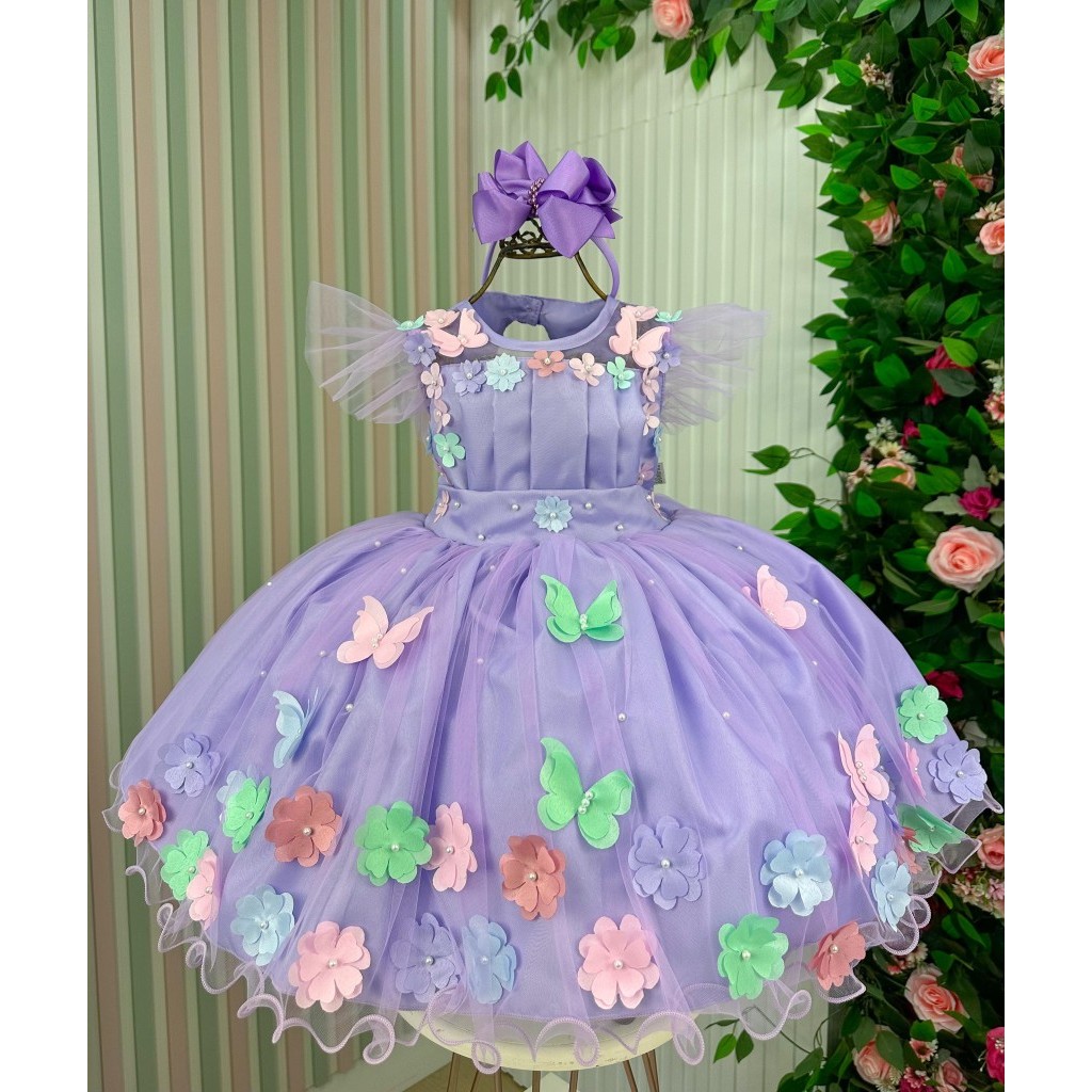 Vestido Jardim Encantado Bosque Encantado Jardim Das Borboletas Flores ...