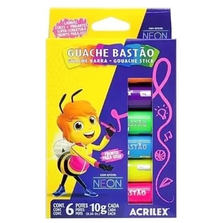 GUACHE BASTAO NEON 6 CORES 10GR - ACRILEX