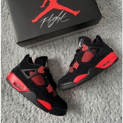 Tênis Nike Jordan 4 High Lançamento Cano Alto Branco e Vermelho Queima de Estoque Promoção