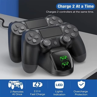 Carregador Rápido De Controlador PS4 Duplo 1.8H-Estação De Carregamento Compacta E Eficiente Com Luzes Indicadoras Alta Compatibilidade