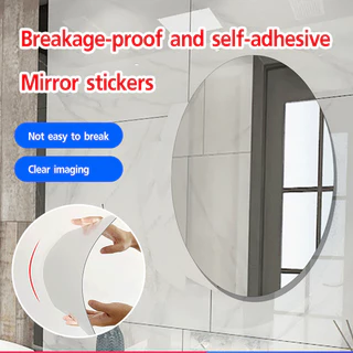 Decoração De Parede Doméstica Decalque Espelho Oval Auto-Adesivo Com Reflexo HD