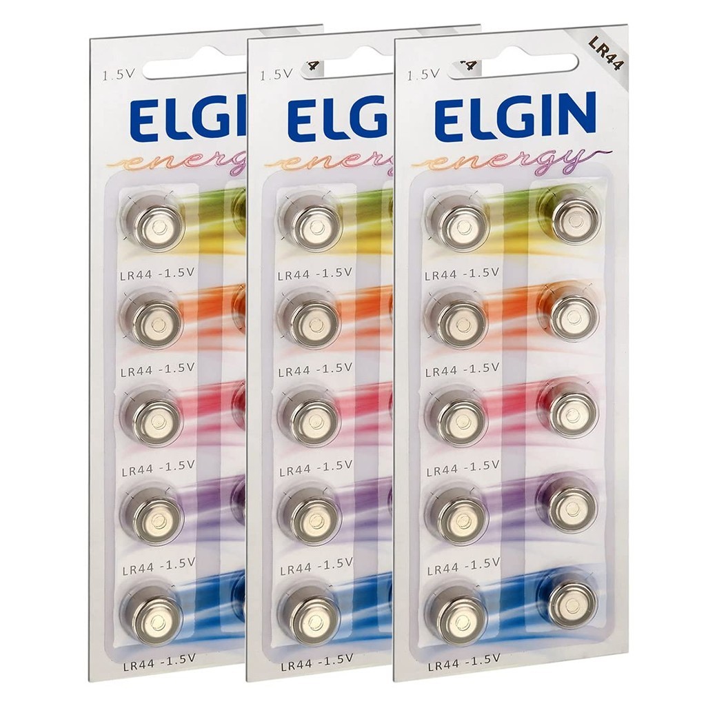 Kit Bateria Lr44 Elgin 3 Blister C/10 Un cada Ref. 82194 | Shopee Brasil