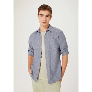 Camisa Masculina Manga Longa Fio Tinto Em Linho Hering